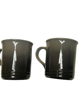 2 Le Creuset Ombre Grey Flint Ceramic Coffee Mugs Set of 2